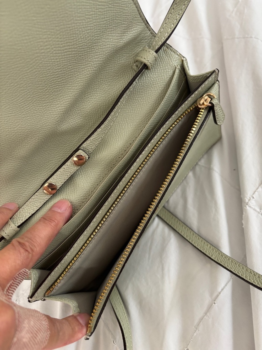 Coach Green Ombre Pebbled Leather Crossbody with Gold Logo - Picture 4 of 8
